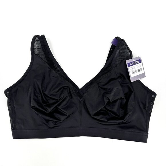 Catherines Black Simply Cool No Wire Supportive Adjustable Wide Strap 44DDD Bra - Picture 3 of 9